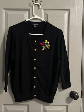 august silk Black Crewneck Top